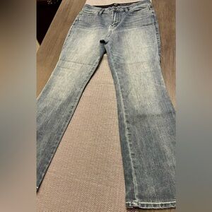 New York & Company High Waist Curvy Barely Boot blue jeans.